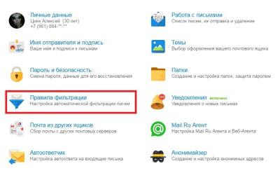 Чёрный список контактов электронной почты