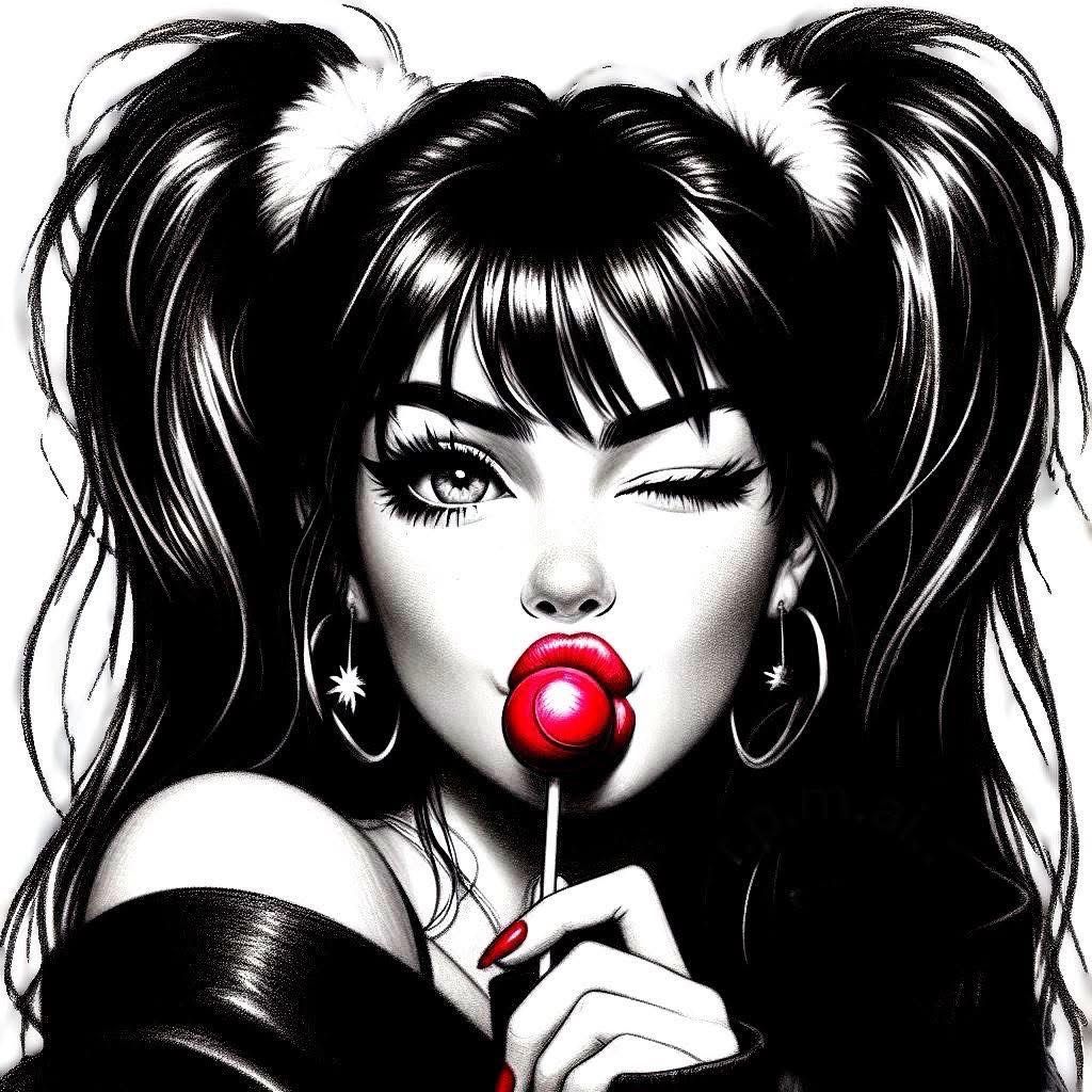 Нарисованная горячая брюнеточка