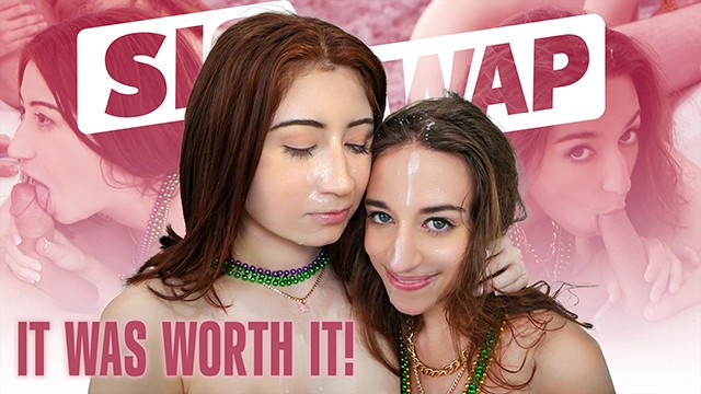 Naughty Step Sisters Ava Davis & Venice Rose Earn Their Mardi Gras Beads And Fuck StepBros - SisSwap